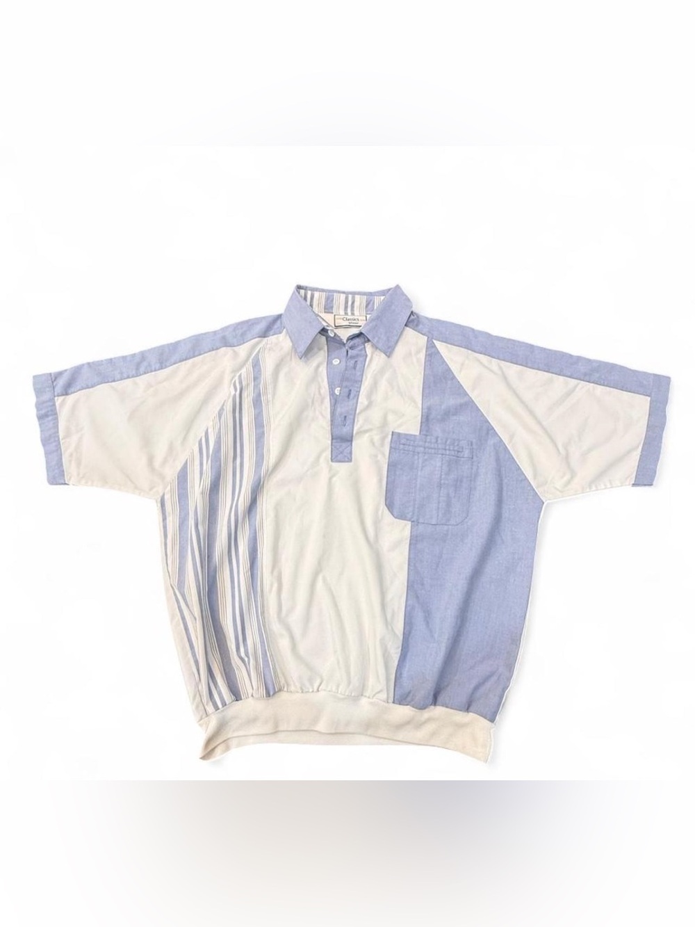 Light Blue & Cream Panelled Men's Polo Shirt